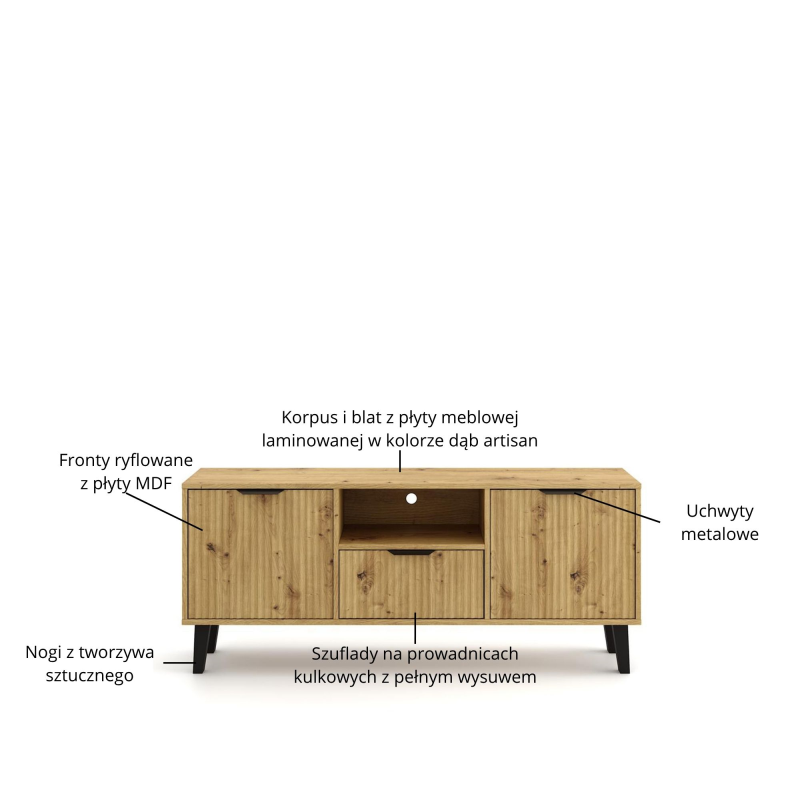 Szafka BORG DUO RTV 2d1s dąb artisan | Mebelbos — zdjęcie 6