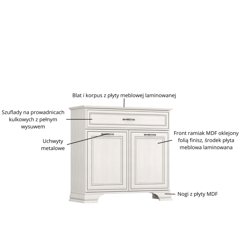 Komoda TIFFANY II 2d1s fineline crema | Mebelbos — zdjęcie 5