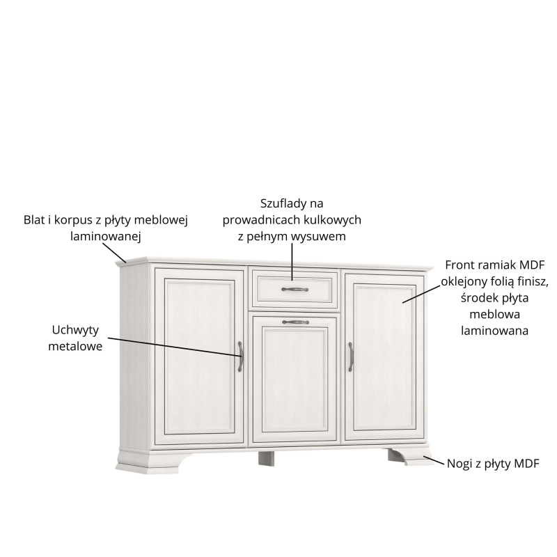 Komoda TIFFANY II 3d1s fineline crema | Mebelbos — zdjęcie 5