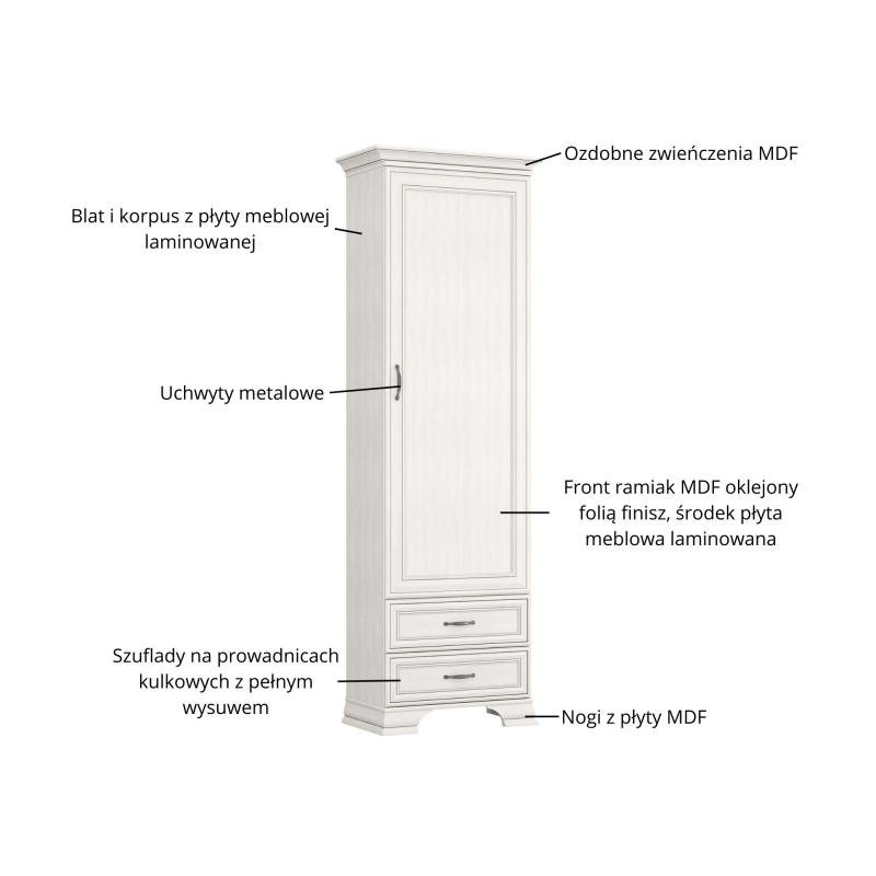 Regał TIFFANY II 1d2s fineline crema | Mebelbos — zdjęcie 7