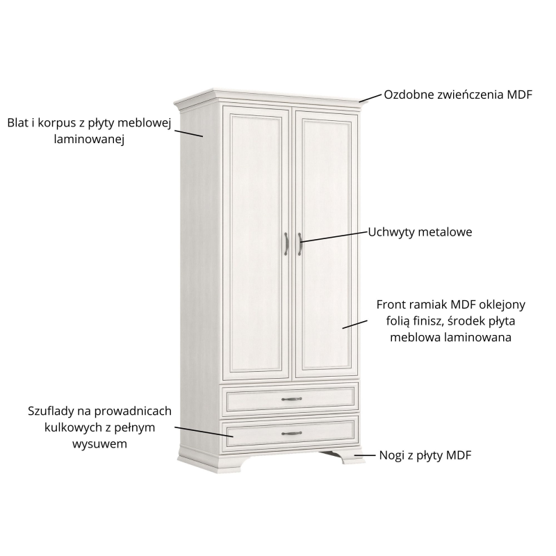 Szafa TIFFANY II 2d2s fineline crema | Mebelbos — zdjęcie 5 Szafa TIFFANY II 2d2s fineline crema | Mebelbos — zdjęcie 5