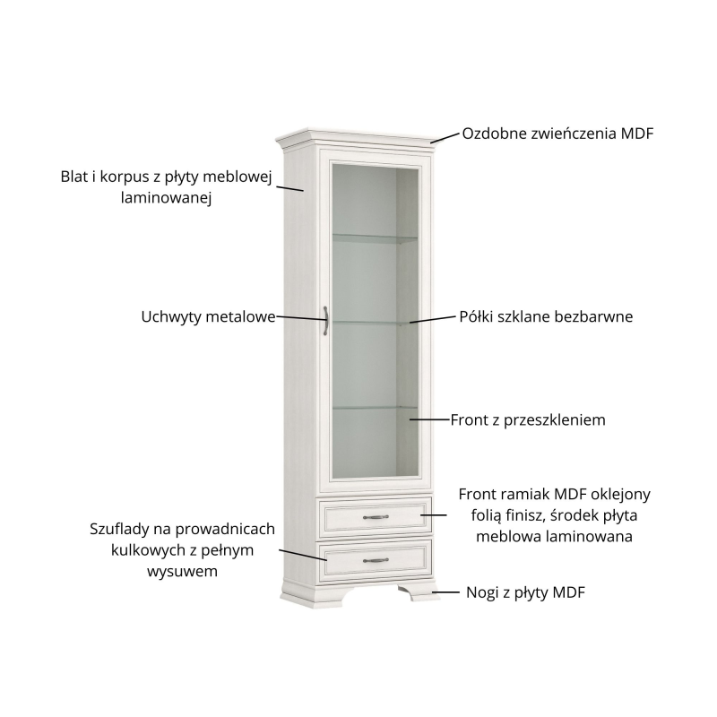 Witryna TIFFANY II 1w2s fineline crema | Mebelbos — zdjęcie 7