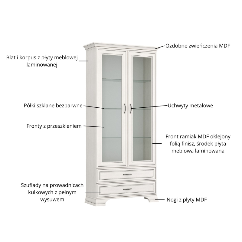 Witryna TIFFANY II 2w2s fineline crema | Mebelbos — zdjęcie 5