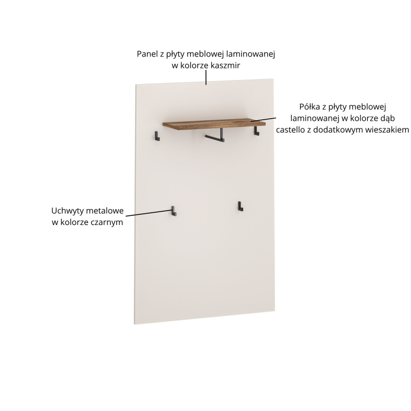 Panel EVO przedpokojowy 80 (EO13) kaszmir / dąb castello | Mebelbos — zdjęcie 5 Panel EVO przedpokojowy 80 (EO13) kaszmir / dąb castello | Mebelbos — zdjęcie 5