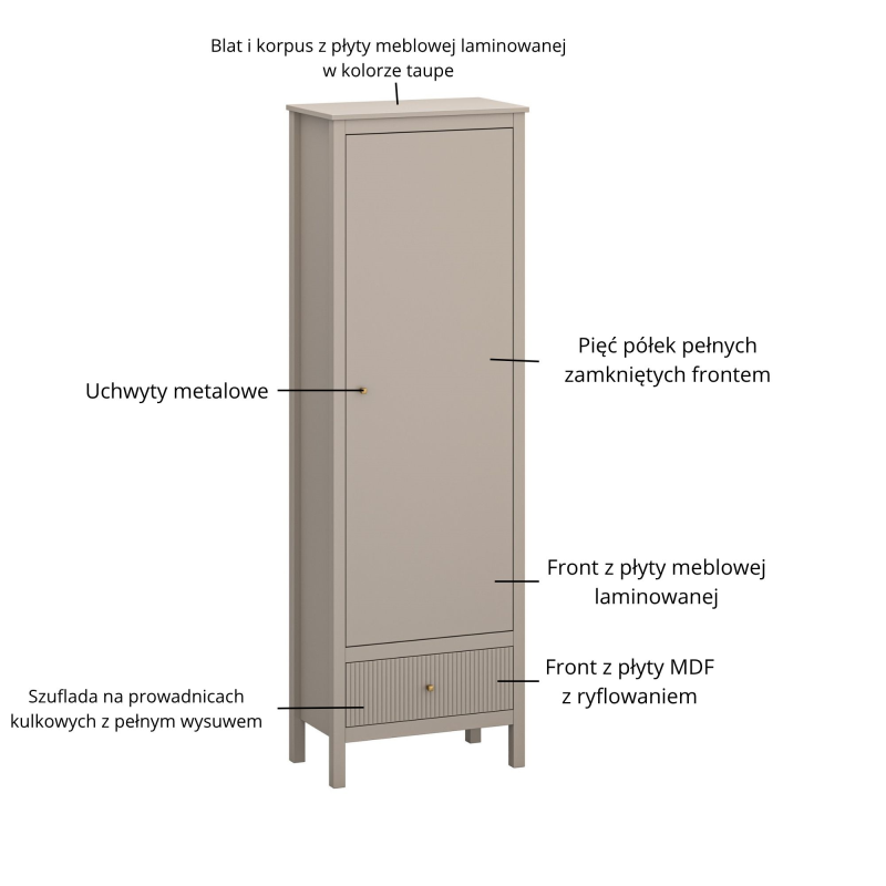 Regał KLEO 1d1s [R] taupe | Mebelbos — zdjęcie 8