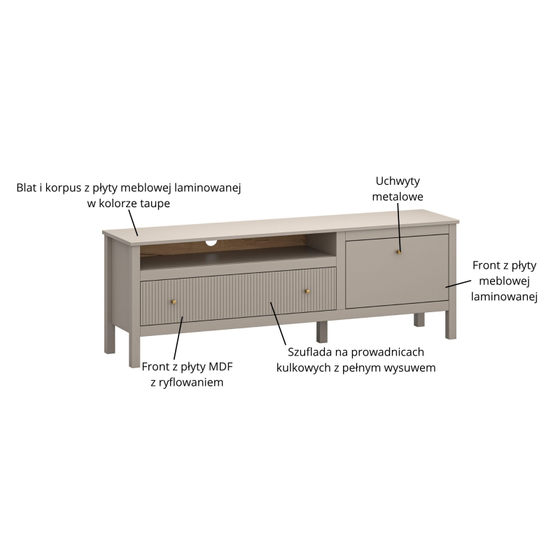 Szafka KLEO RTV 1d1s/160 [B] taupe | Mebelbos — zdjęcie 6