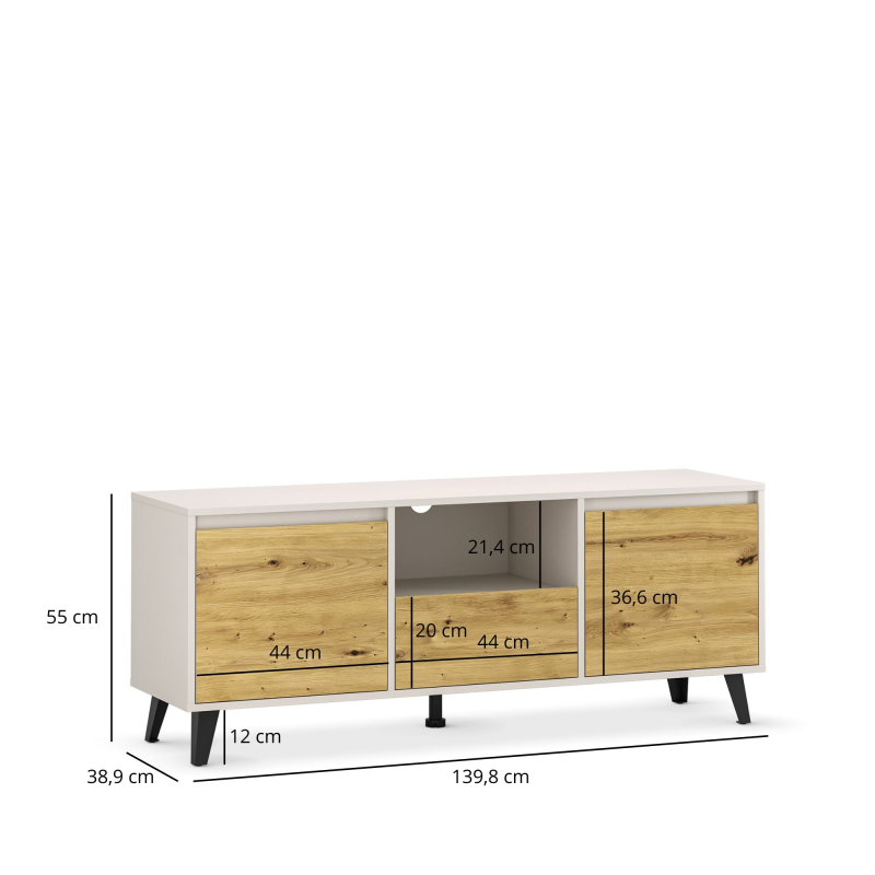 Szafka BORG RTV 2d1s kaszmir / dąb artisan | Mebelbos — zdjęcie 3 Szafka BORG RTV 2d1s kaszmir / dąb artisan | Mebelbos — zdjęcie 3