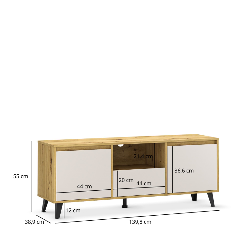 Szafka BORG RTV 2d1s dąb artisan / kaszmir | Mebelbos — zdjęcie 3
