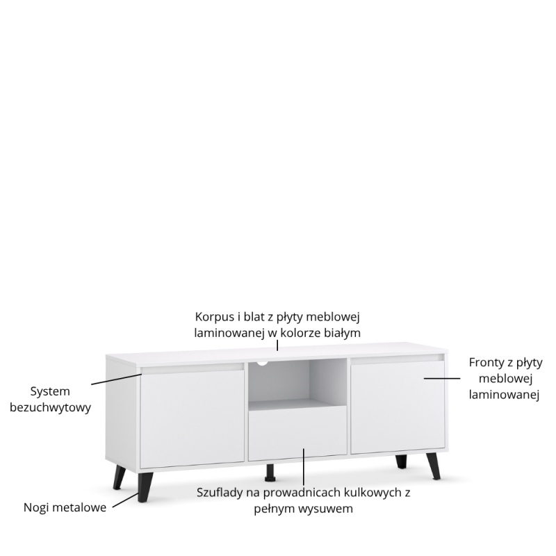 Szafka BORG RTV 2d1s biały [P] (v.3) | Mebelbos — zdjęcie 5