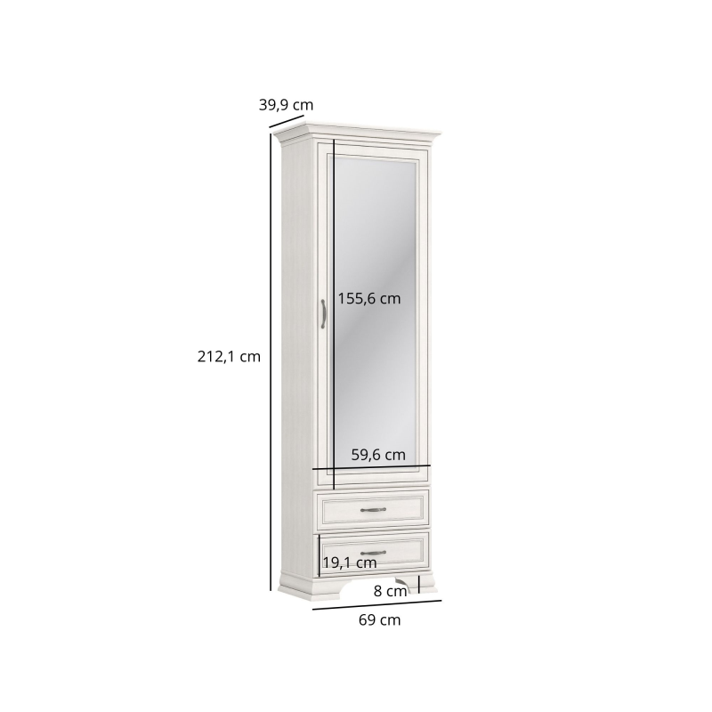 Regał TIFFANY II z lustrem 1d2s fineline crema | Mebelbos — zdjęcie 4 Regał TIFFANY II z lustrem 1d2s fineline crema | Mebelbos — zdjęcie 4