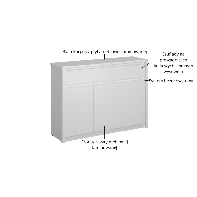 Komoda ERDEN 3d2s biały | Mebelbos — zdjęcie 5