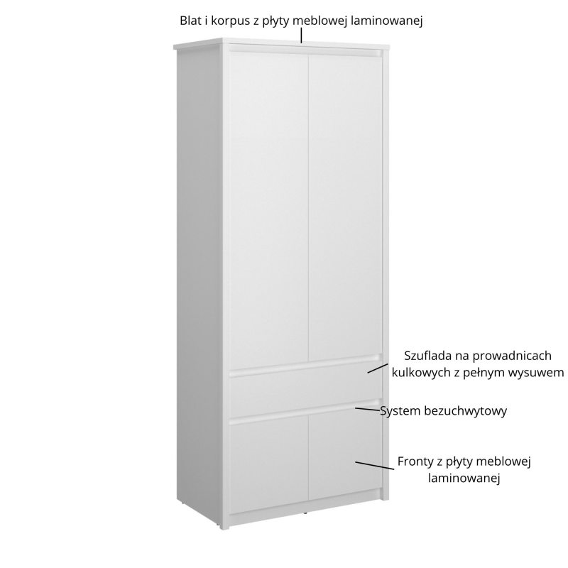Szafa ERDEN 4d1s biały | Mebelbos — zdjęcie 5