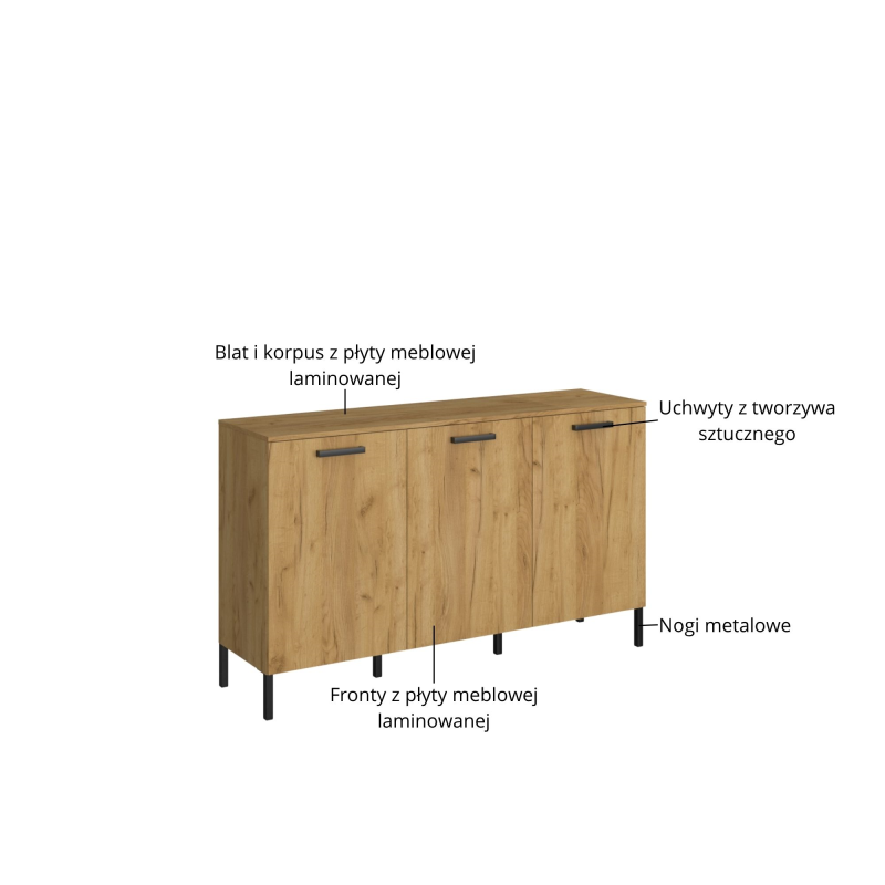 Komoda SANTES 3d dąb craft złoty / antracyt | Mebelbos — zdjęcie 4 Komoda SANTES 3d dąb craft złoty / antracyt | Mebelbos — zdjęcie 4
