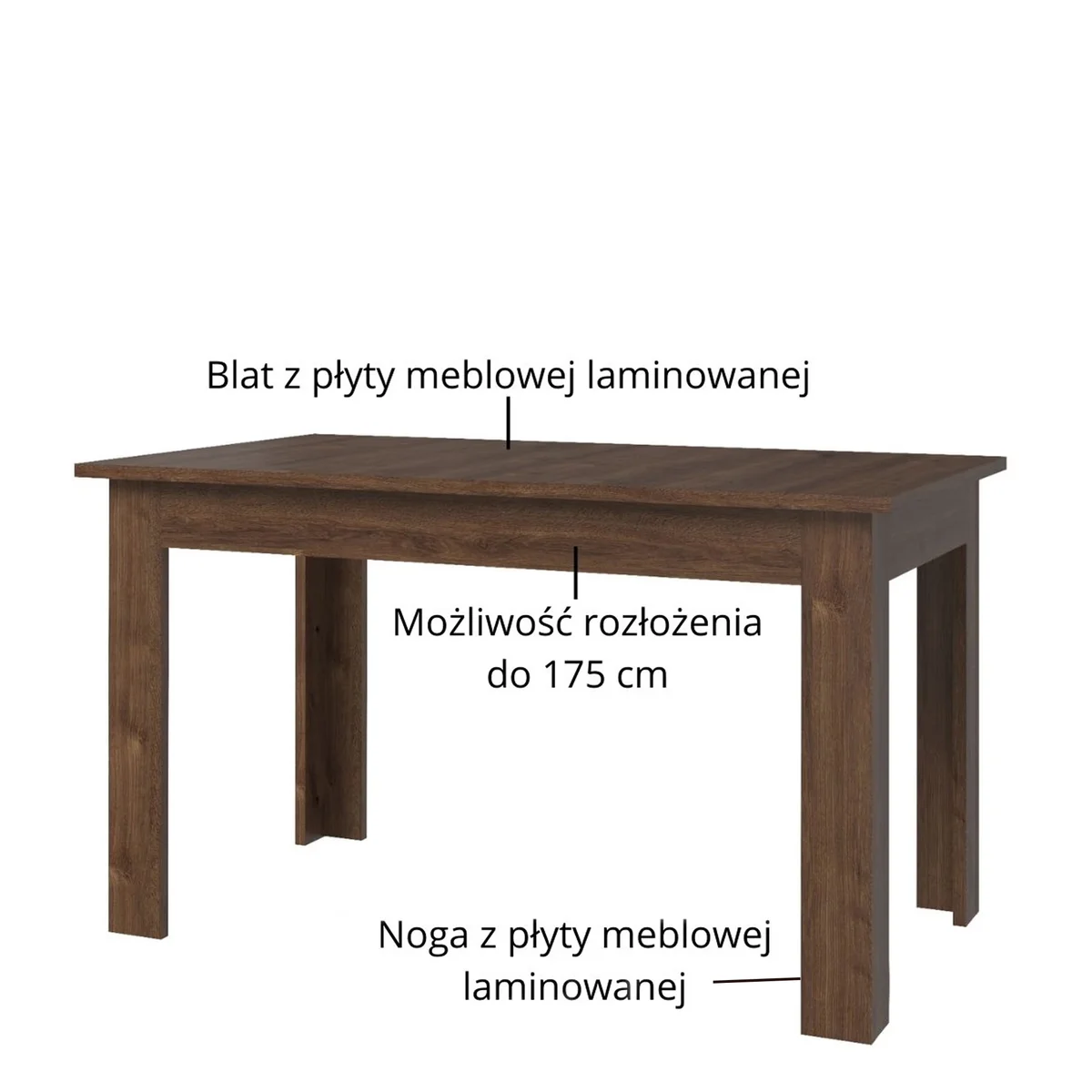 Stół BRASS rozkładany 130/175 dąb brązowy | Mebelbos — zdjęcie 8