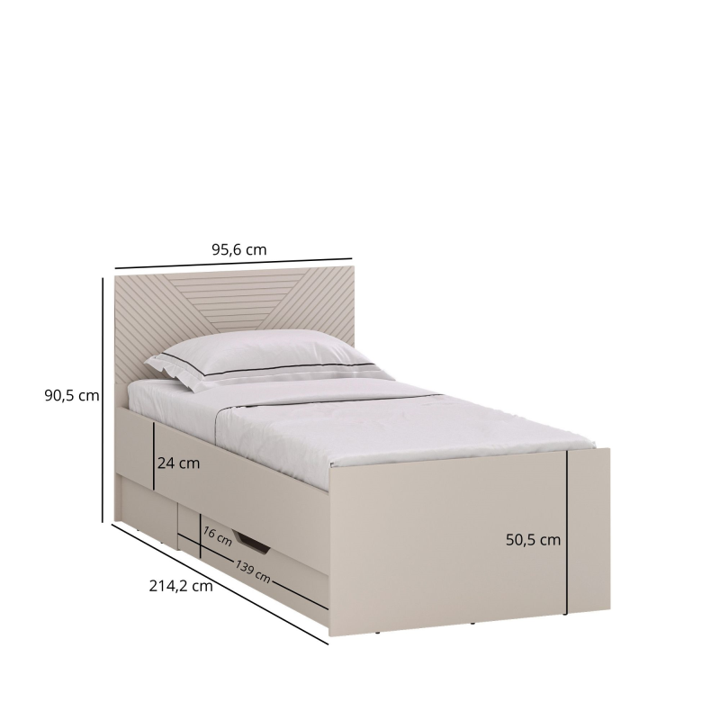 Łóżko EVO 1s/90 kaszmir / dąb castello | Mebelbos — zdjęcie 2
