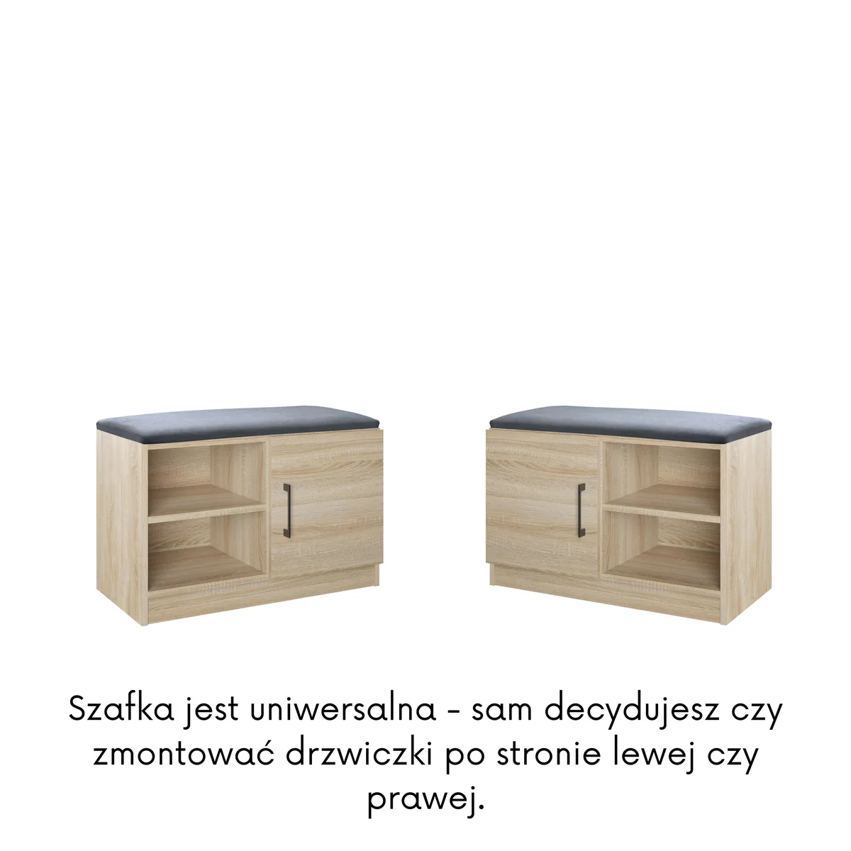 Szafka TOMI na buty 1d z siedziskiem dąb sonoma / tkanina Jasmine90 | Mebelbos — zdjęcie 5