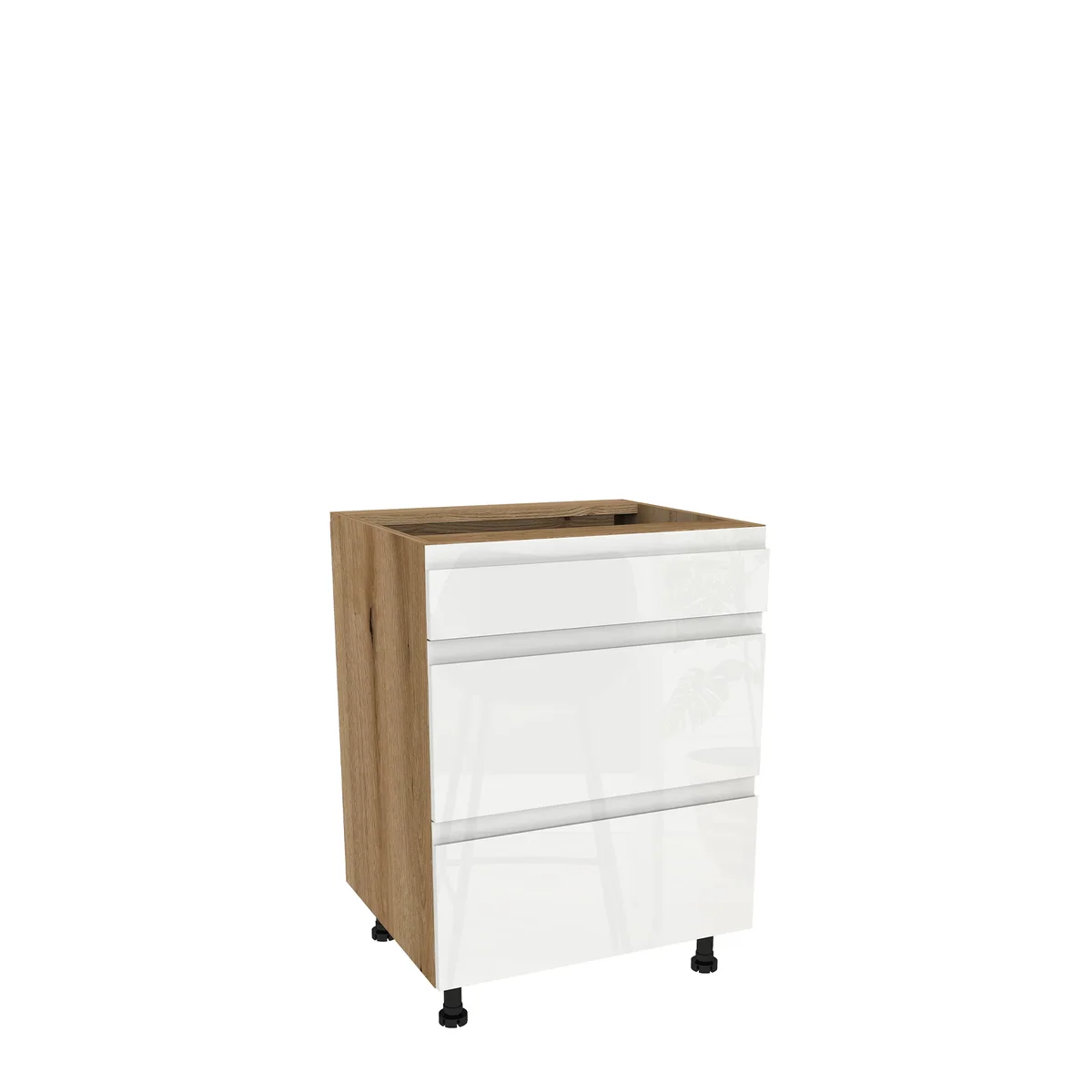 Szafka kuchenna BOSTON DSH-60-2W-1N dąb evok / Tafla B akryl biały połysk | Mebelbos Szafka kuchenna BOSTON DSH-60-2W-1N dąb evok / Tafla B akryl biały połysk | Mebelbos