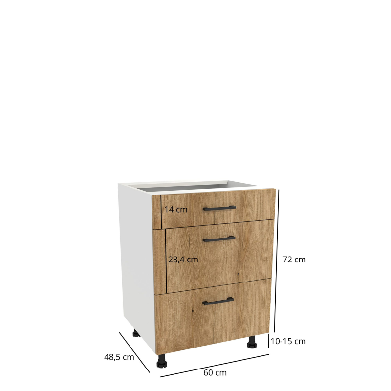 Szafka kuchenna BOSTON DSH-60-2W-1N biały / Tafla dąb evok | Mebelbos — zdjęcie 2
