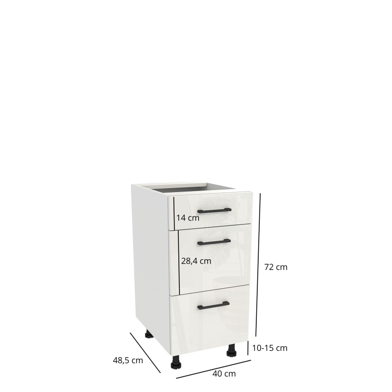 Szafka kuchenna BOSTON DSH-40-2W-1N biały / Tafla akryl biały połysk | Mebelbos — zdjęcie 2