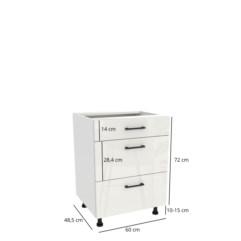Szafka kuchenna BOSTON DSH-60-2W-1N biały / Tafla akryl biały połysk | Mebelbos — zdjęcie 2