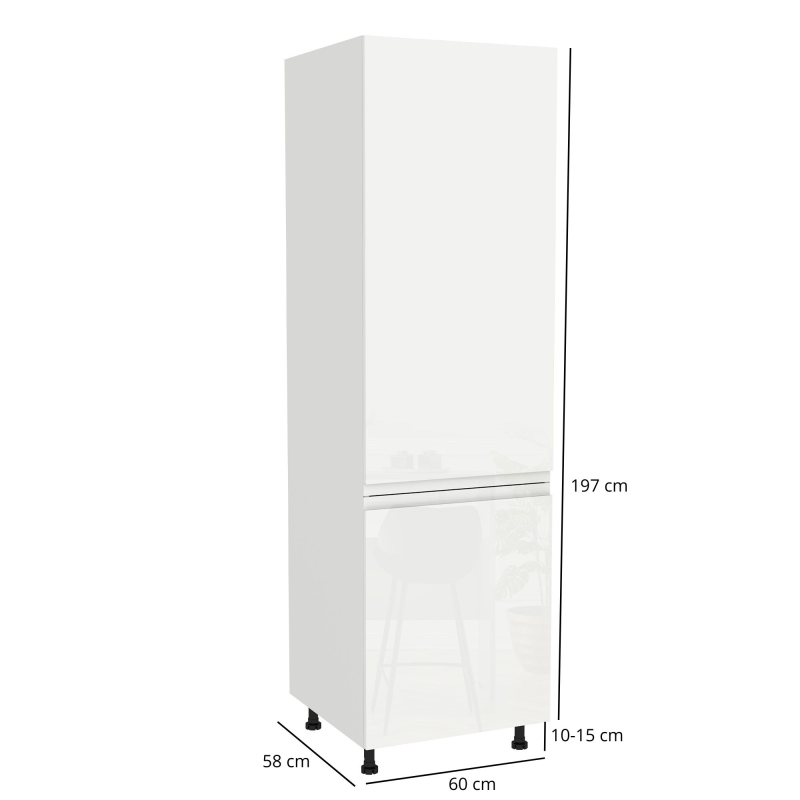 Szafka kuchenna BOSTON DL-60-197 biały / Tafla B akryl biały połysk | Mebelbos — zdjęcie 2