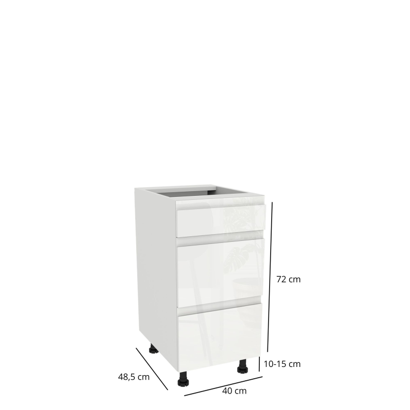 Szafka kuchenna BOSTON DSH-40-2W-1N biały / Tafla B akryl biały połysk | Mebelbos — zdjęcie 2