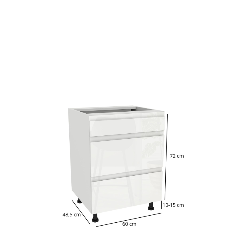 Szafka kuchenna BOSTON DSH-60-2W-1N biały / Tafla B akryl biały połysk | Mebelbos — zdjęcie 2