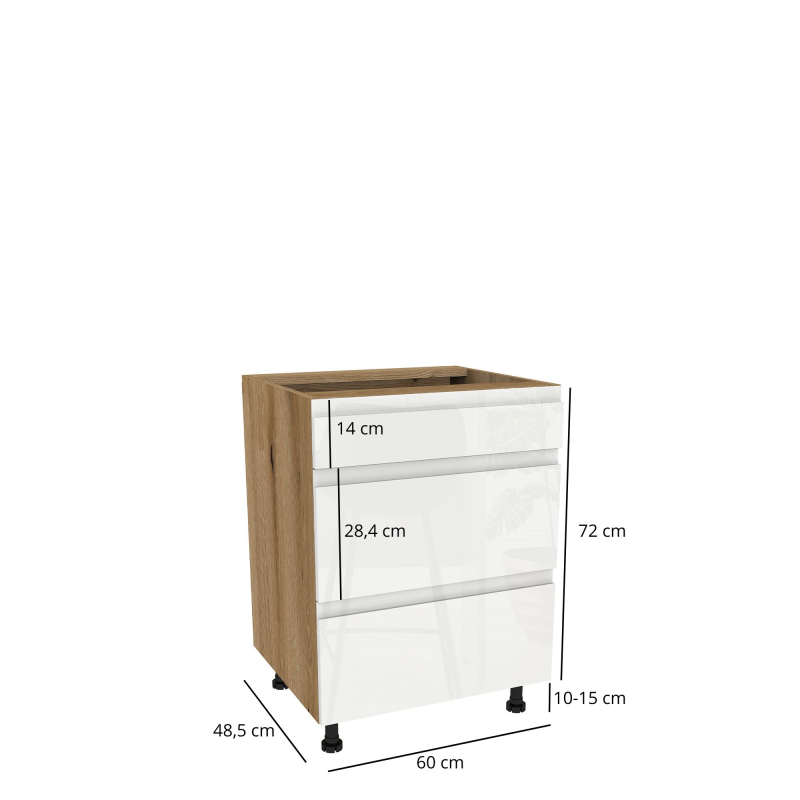 Szafka kuchenna BOSTON DSH-60-2W-1N dąb evok / Tafla B akryl biały połysk | Mebelbos — zdjęcie 2 Szafka kuchenna BOSTON DSH-60-2W-1N dąb evok / Tafla B akryl biały połysk | Mebelbos — zdjęcie 2