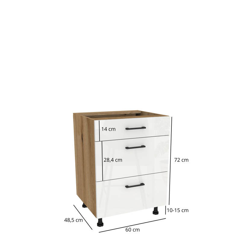 Szafka kuchenna BOSTON DSH-60-2W-1N dąb evok / Tafla akryl biały połysk | Mebelbos — zdjęcie 2 Szafka kuchenna BOSTON DSH-60-2W-1N dąb evok / Tafla akryl biały połysk | Mebelbos — zdjęcie 2