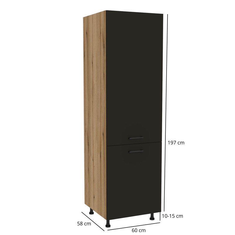 Szafka kuchenna BOSTON DL-60-197 dąb evok / Tafla czarny | Mebelbos — zdjęcie 2