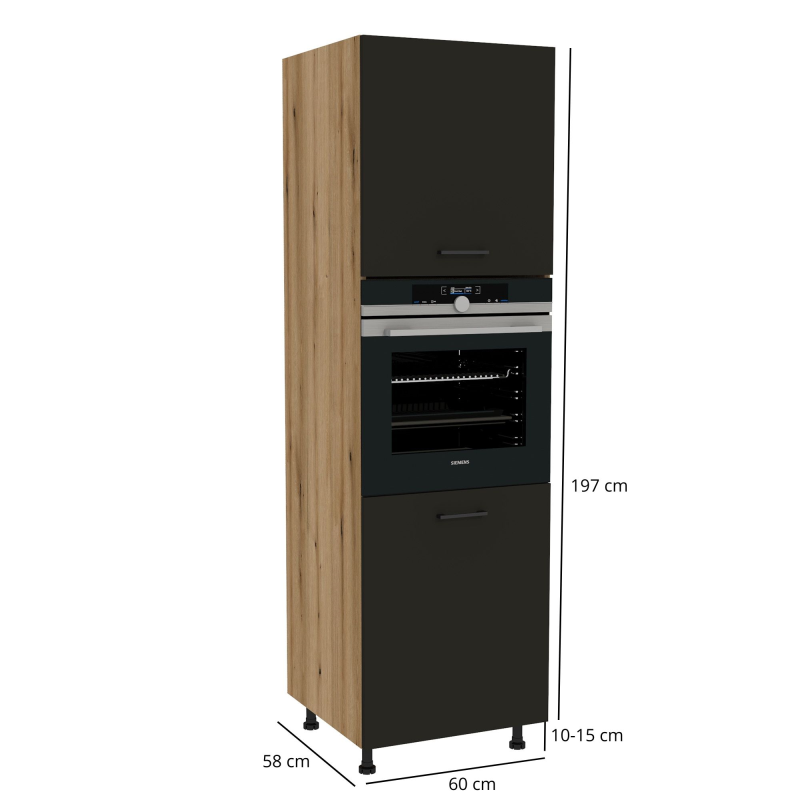 Szafka kuchenna BOSTON DP-60-197 dąb evok / Tafla czarny | Mebelbos — zdjęcie 2