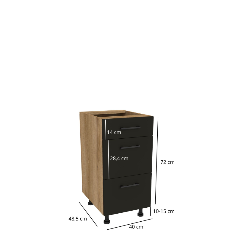 Szafka kuchenna BOSTON DSH-40-2W-1N dąb evok / Tafla czarny | Mebelbos — zdjęcie 2