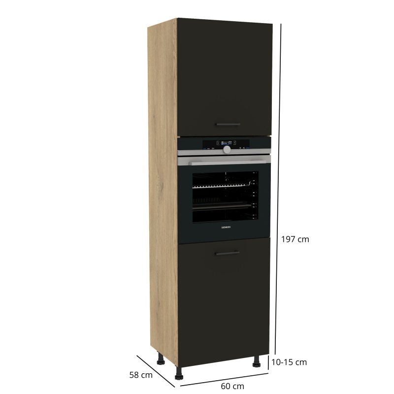 Szafka kuchenna BOSTON DP-60-197 dąb cremona / Tafla czarny | Mebelbos — zdjęcie 2
