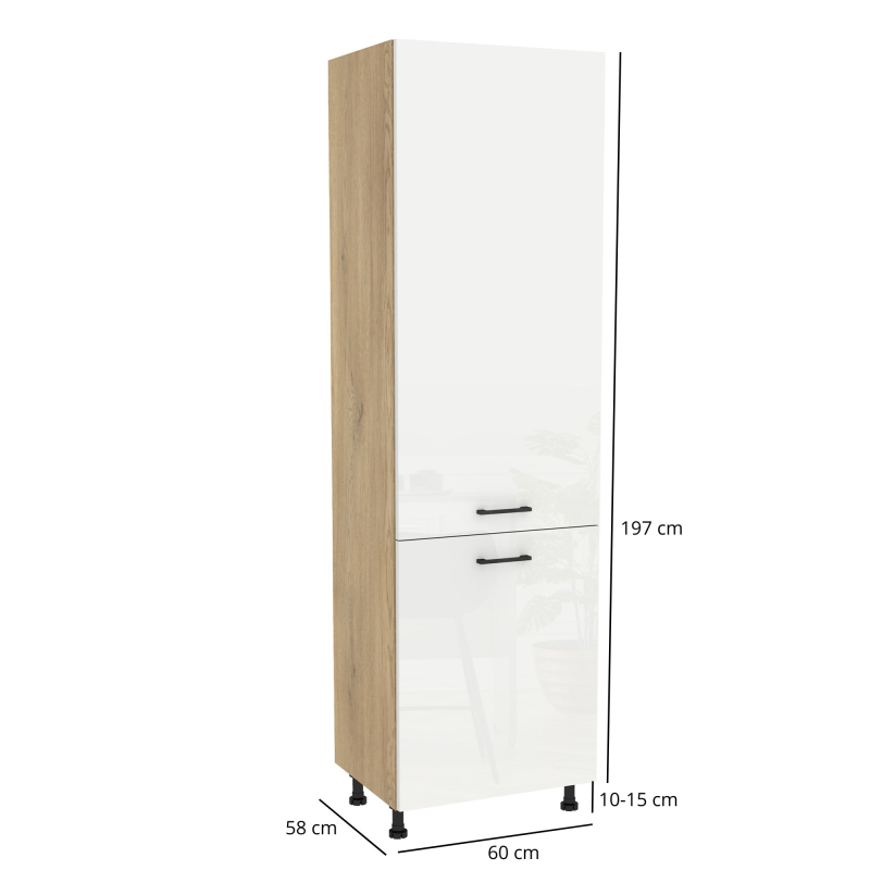 Szafka kuchenna BOSTON DL-60-197 dąb cremona / Tafla akryl biały połysk | Mebelbos — zdjęcie 2
