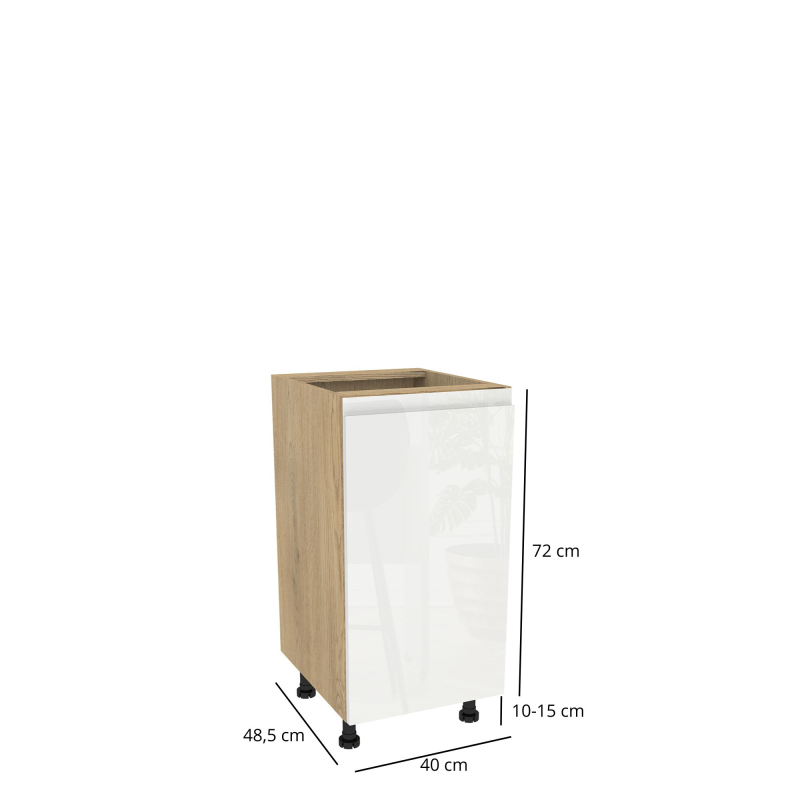 Szafka kuchenna BOSTON D-40 dąb cremona / Tafla B akryl biały połysk | Mebelbos — zdjęcie 2