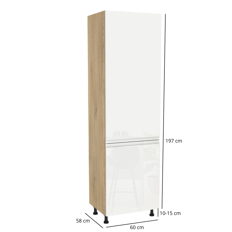 Szafka kuchenna BOSTON DL-60-197 dąb cremona / Tafla B akryl biały połysk | Mebelbos — zdjęcie 2