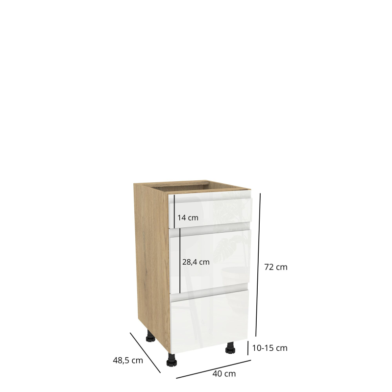 Szafka kuchenna BOSTON DSH-40-2W-1N dąb cremona / Tafla B akryl biały połysk | Mebelbos — zdjęcie 2