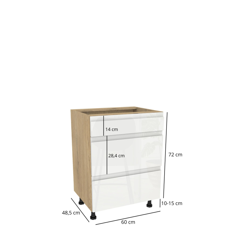 Szafka kuchenna BOSTON DSH-60-2W-1N dąb cremona / Tafla B akryl biały połysk | Mebelbos — zdjęcie 2