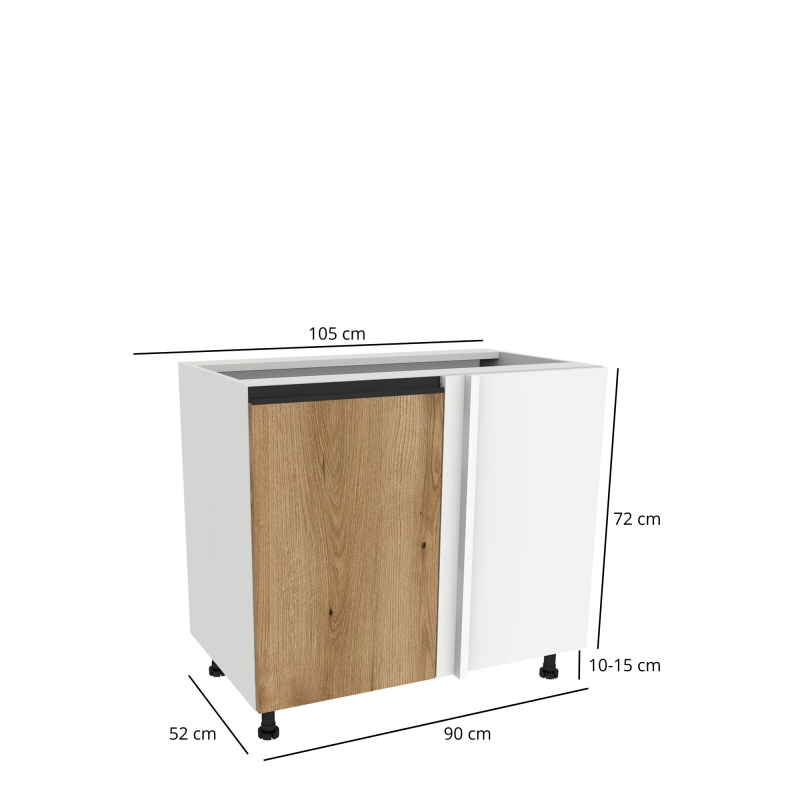 Szafka kuchenna BOSTON DNW-105 lewa, biały / Tafla L dąb evok | Mebelbos — zdjęcie 2