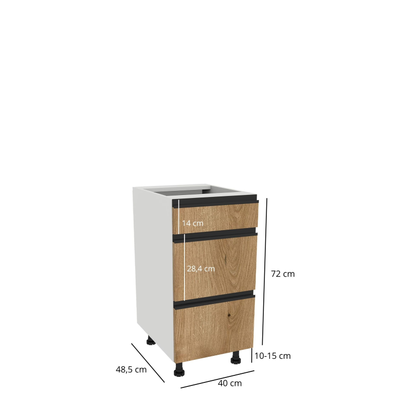 Szafka kuchenna BOSTON DSH-40-2W-1N biały / Tafla L dąb evok | Mebelbos — zdjęcie 2