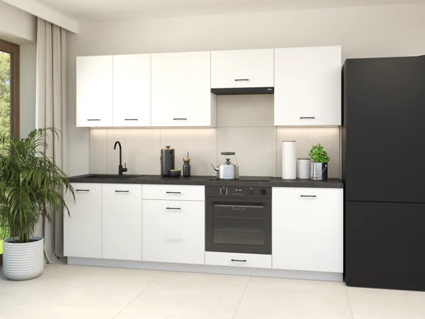 Zestaw 01 BOSTON wer.A 260 cm korpus biały, front Tafla biały | Mebelbos