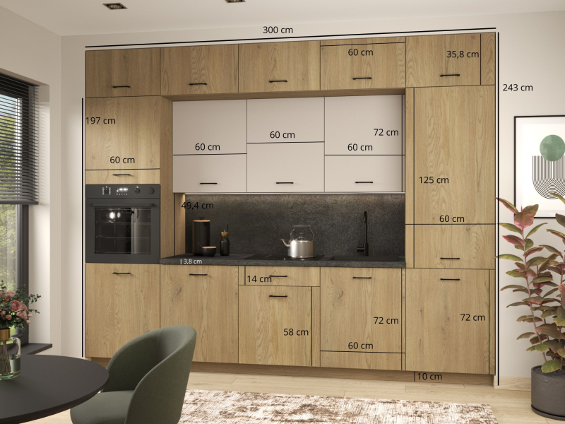 Zestaw 02 BOSTON z nadstawką 300 cm korpus d.cremona, front Tafla d.cremona + korpus d.cremona, front Tafla kaszmir | Mebelbos — zdjęcie 2 Zestaw 02 BOSTON z nadstawką 300 cm korpus d.cremona, front Tafla d.cremona + korpus d.cremona, front Tafla kaszmir | Mebelbos — zdjęcie 2