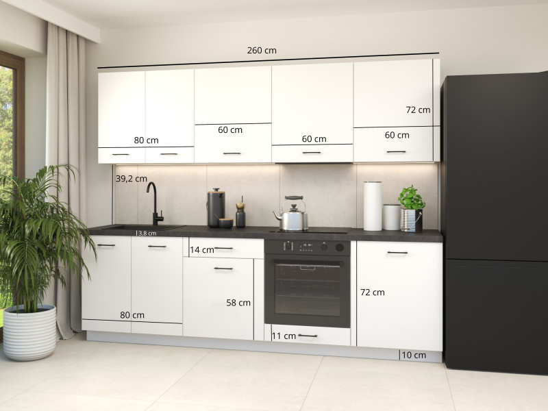 Zestaw 01 BOSTON wer.B 260 cm korpus biały, front Tafla biały | Mebelbos — zdjęcie 2