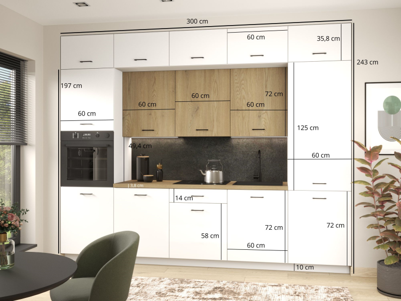 Zestaw 02 BOSTON z nadstawką 300 cm korpus biały, front Tafla biały + korpus d.cremona, front Tafla d.cremona | Mebelbos — zdjęcie 2
