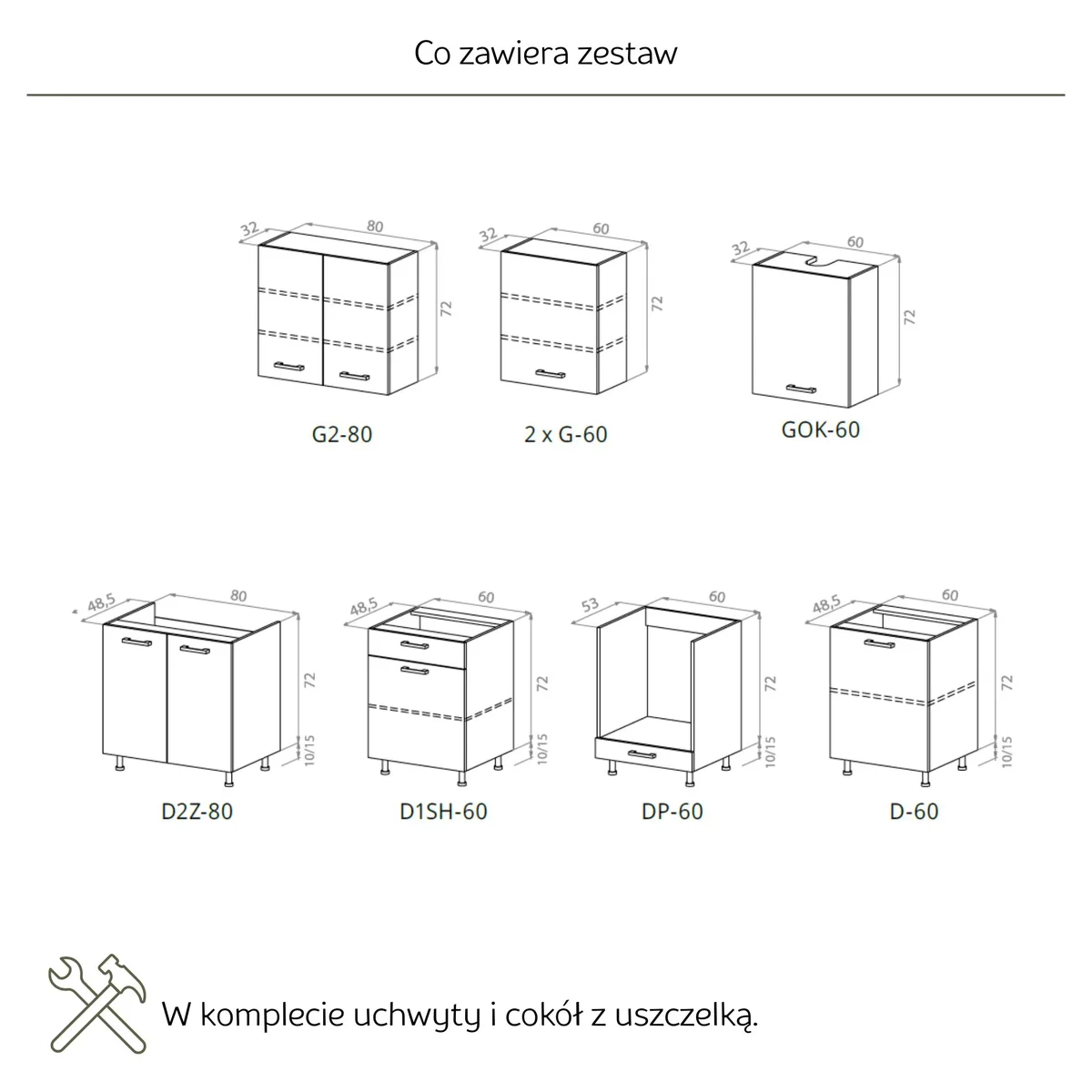 Zestaw 01 BOSTON wer.B 260 cm korpus d.cremona, front Tafla d.cremona + korpus biały, front Tafla biały | Mebelbos — zdjęcie 2