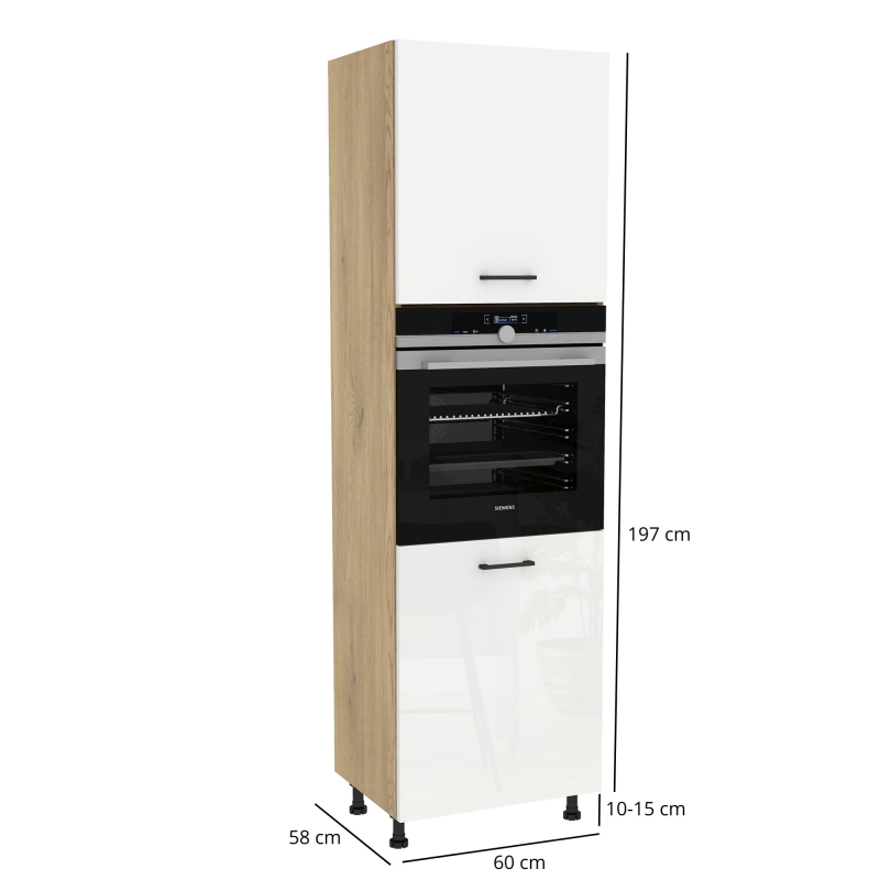 Szafka kuchenna BOSTON DP-60-197 dąb cremona / Tafla akryl biały połysk | Mebelbos — zdjęcie 2