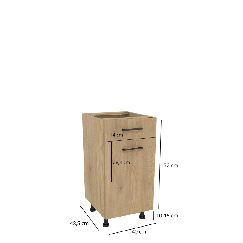 Szafka kuchenna BOSTON DSH-40-2W-1N dąb cremona/Tafla dąb cremona | Mebelbos — zdjęcie 2 Szafka kuchenna BOSTON DSH-40-2W-1N dąb cremona/Tafla dąb cremona | Mebelbos — zdjęcie 2
