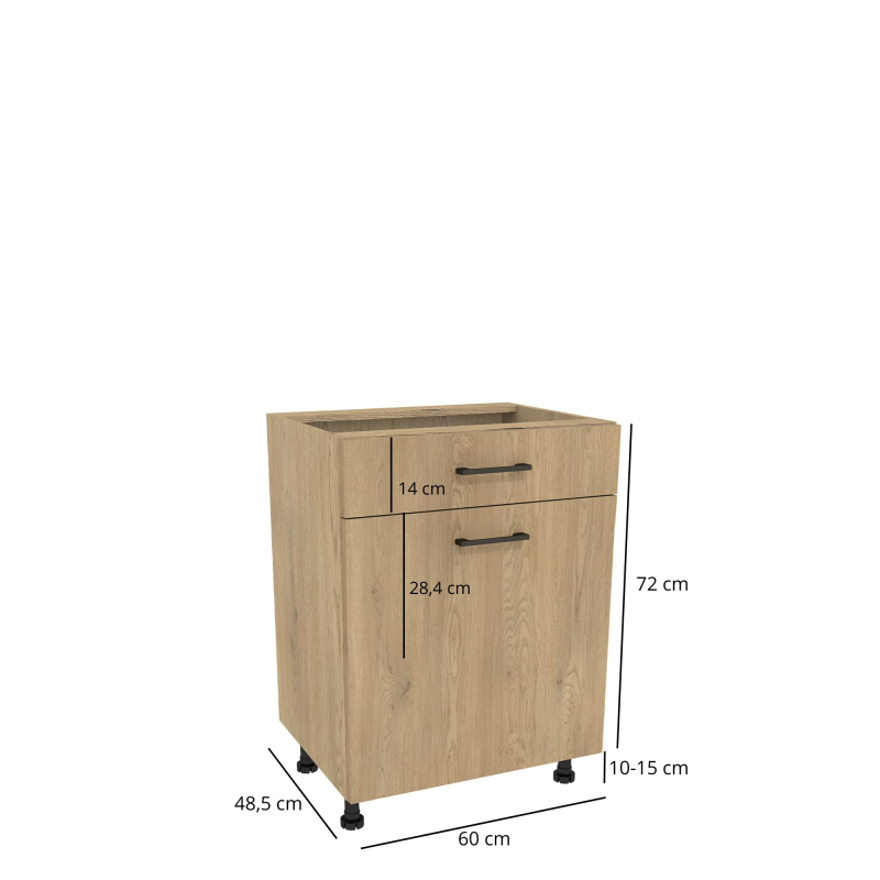 Szafka kuchenna BOSTON DSH-60-2W-1N dąb cremona/Tafla dąb cremona | Mebelbos — zdjęcie 3 Szafka kuchenna BOSTON DSH-60-2W-1N dąb cremona/Tafla dąb cremona | Mebelbos — zdjęcie 3