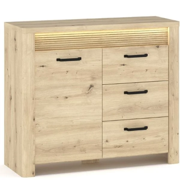 Komoda MORIS 1d3s + LED dąb artisan | Mebelbos