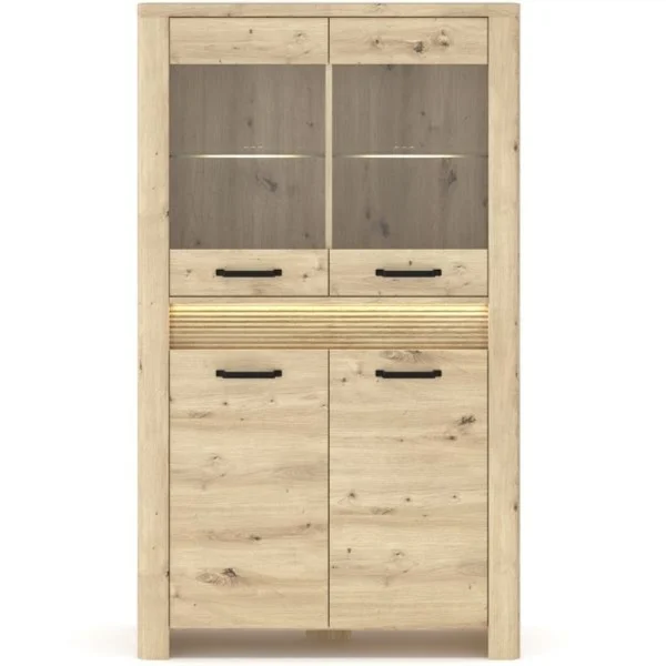 Witryna MORIS niska 2d2w + LED dąb artisan | Mebelbos